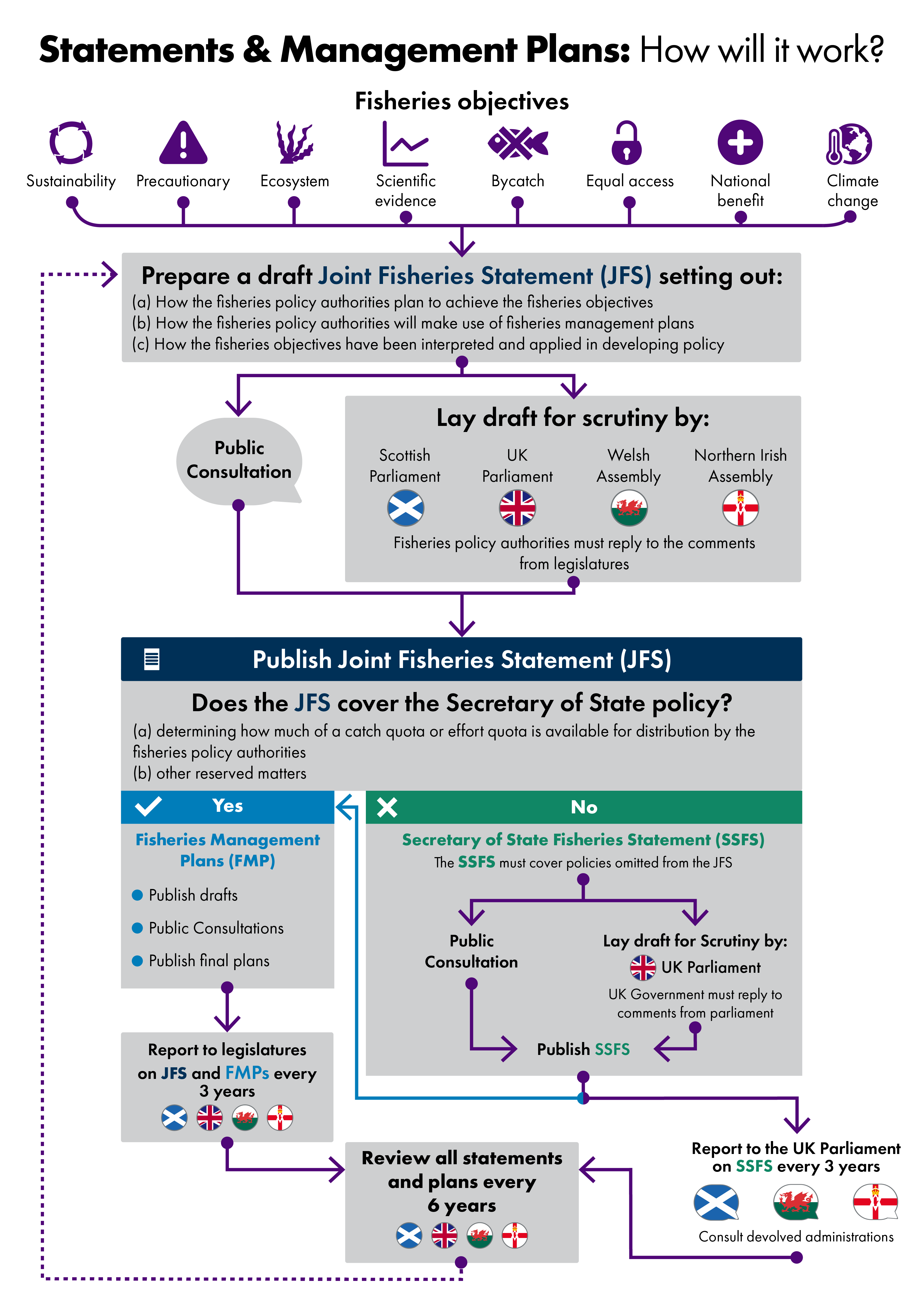 Flow chart setting out the process for Joint Fisheries Statements and Fisheries Management Plans.