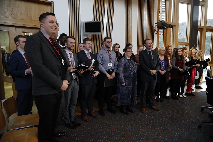 Students from the Royal Conservatoire of Scotland meeting members of the Education and Skills Committee
