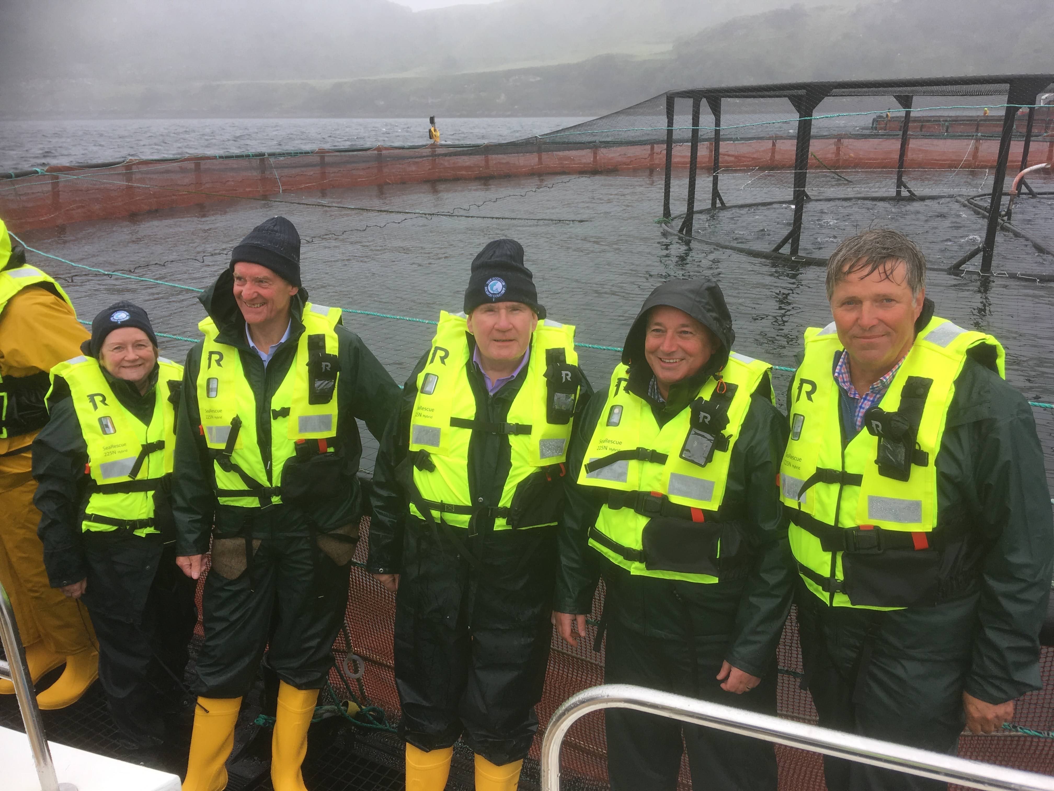 Photo of REC Committee members visit to a salmon farm, September 2019